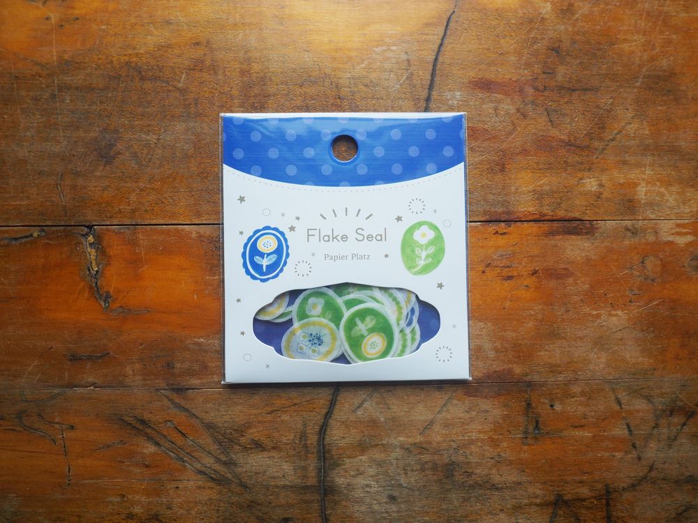 Papier Platz x kurogama - Stickers Flake Seal - 54 Pieces - Flowers Blue (37-845)