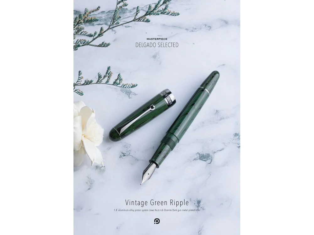 Penlux Delgado Selected Fountain Pen - Special Edition - Vintage Green Ripple