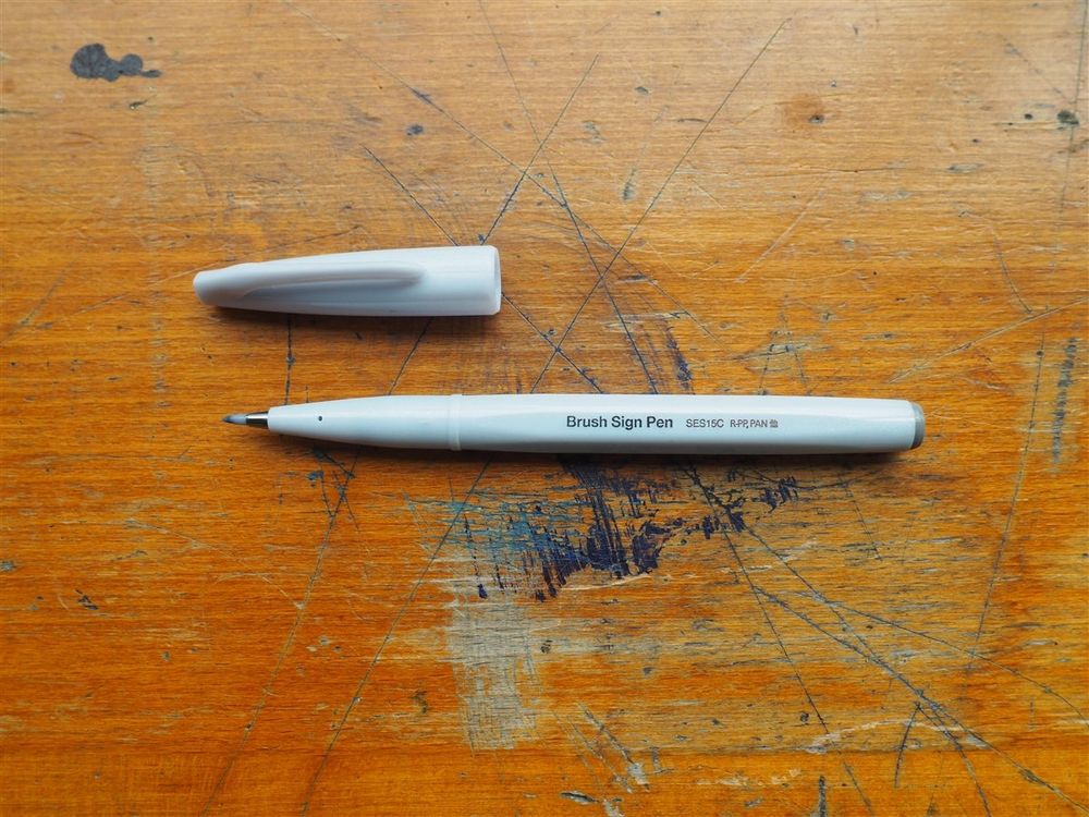 Pentel Brush Sign Pen - Light Grey - Image 2