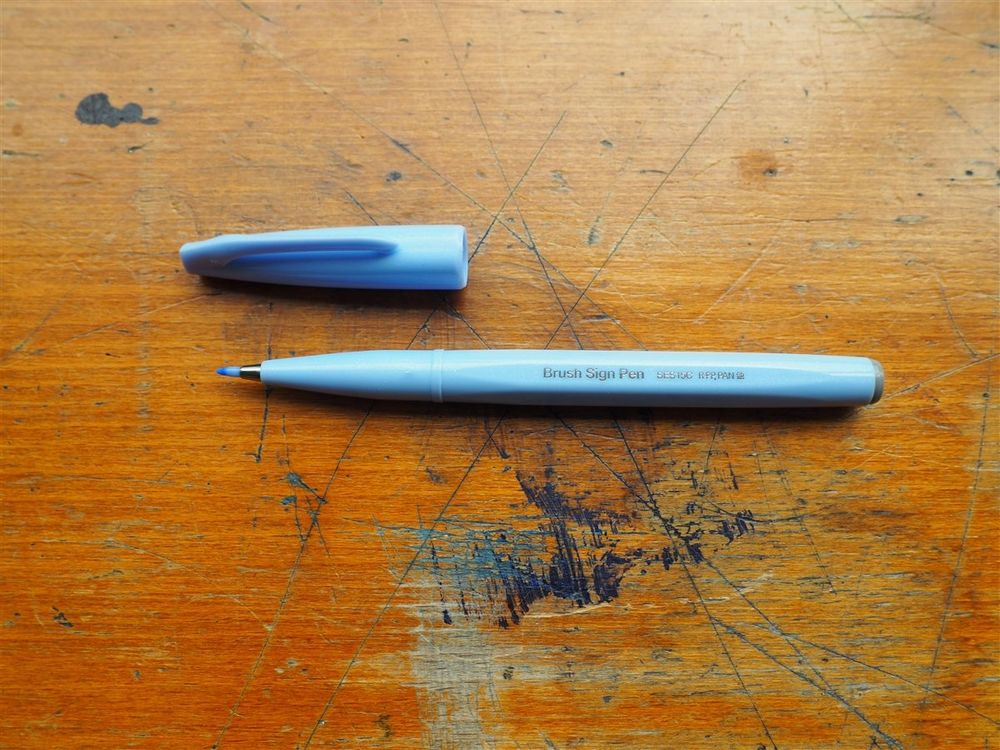 Pentel Brush Sign Pen - Pale Blue - Image 2