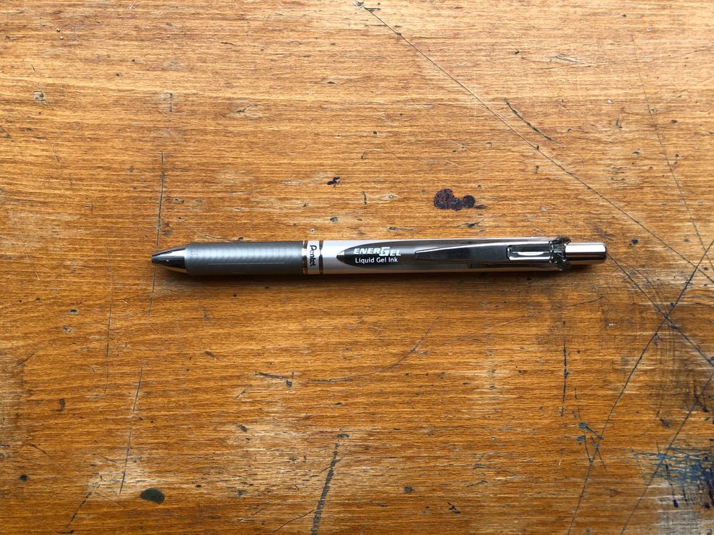 Pentel Energel Retractable Gel Roller Pen - 0.7mm - Grey