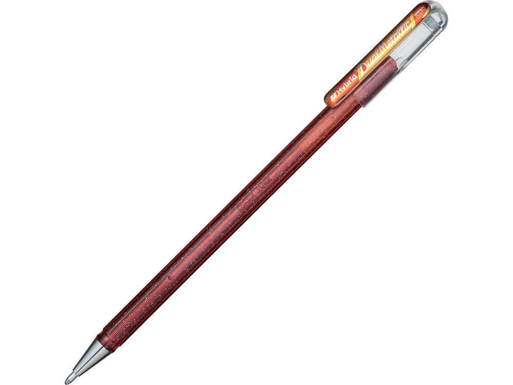 Pentel Hybrid Dual Metallic Gel Pen - Orange and Metallic Yellow