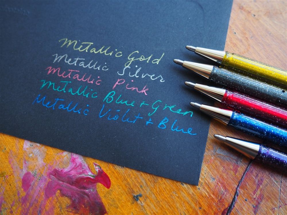 Pentel Hybrid Dual Metallic Gel Pen - Violet & Metallic Blue - Image 2