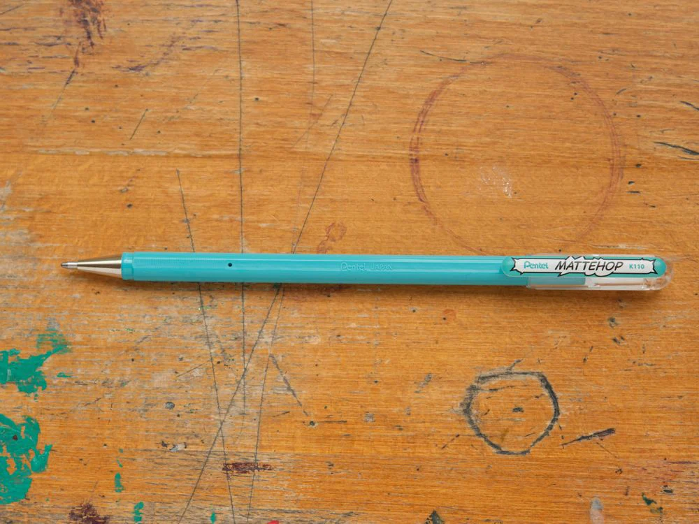 Pentel Mattehop Gel Pen - 1.0mm - Turquoise Blue - Image 2