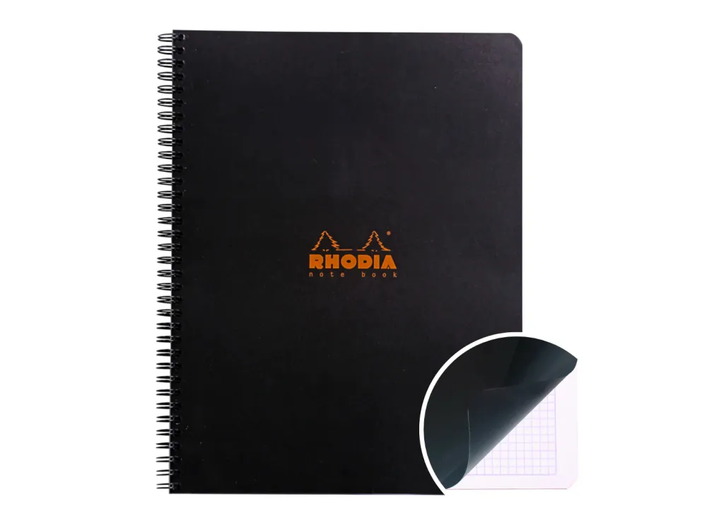 Rhodia - Classic Spiral Bound Notebook - A4 - Black (Graph)