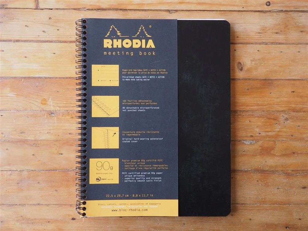 Rhodia - Spiral Bound Meeting Notebook - A4+ (21x29.7cm) - Black