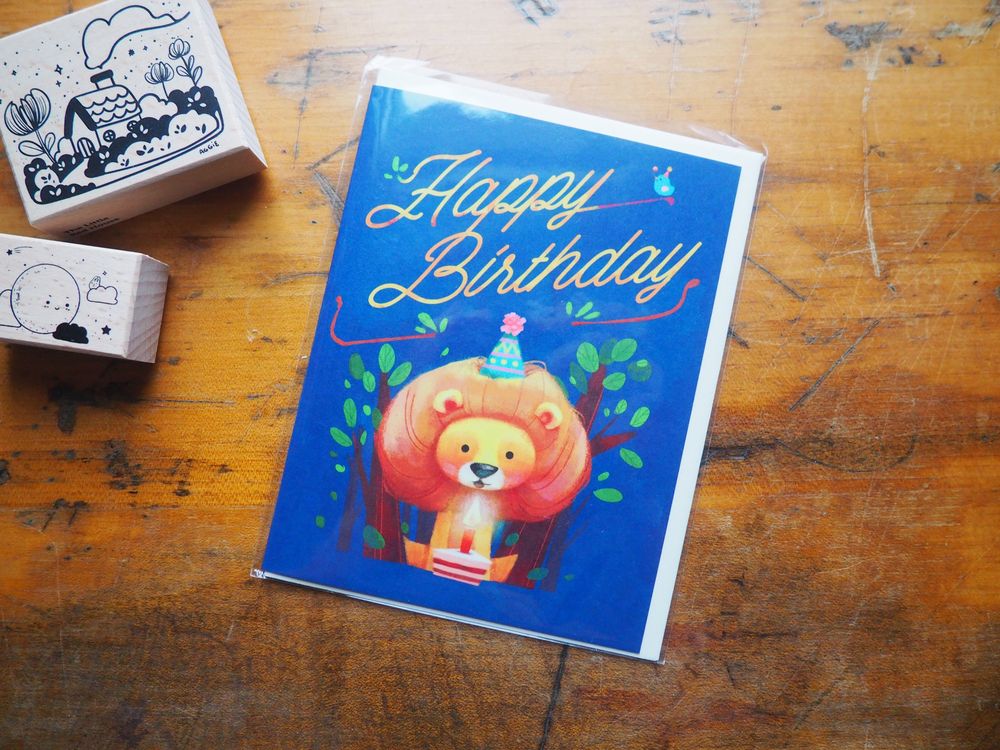 The Little Red House - Greeting Card - Lion Birthday