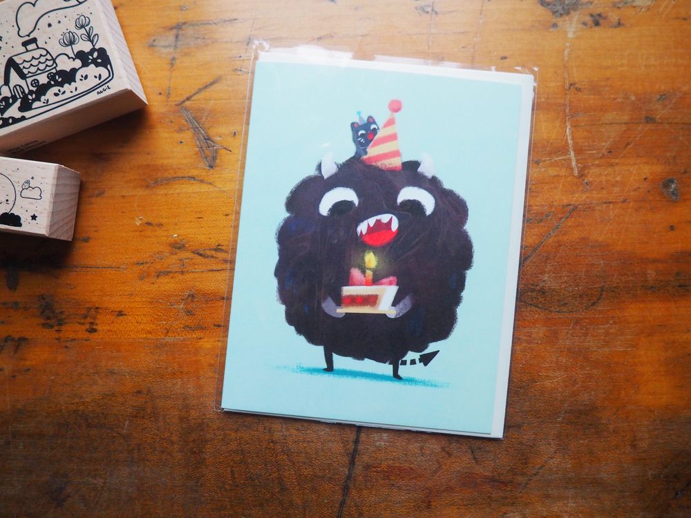 The Little Red House - Greeting Card - Monster Meow