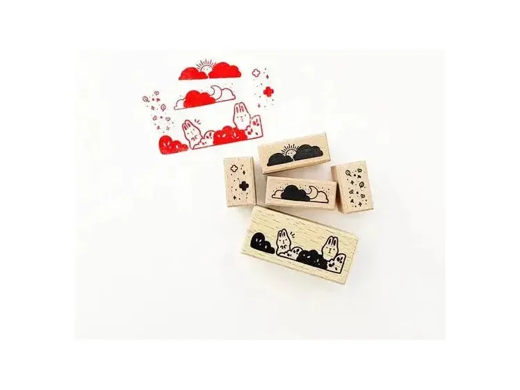 The Little Red House - Rubber Stamp Set (5) - Bunnies Day and Night