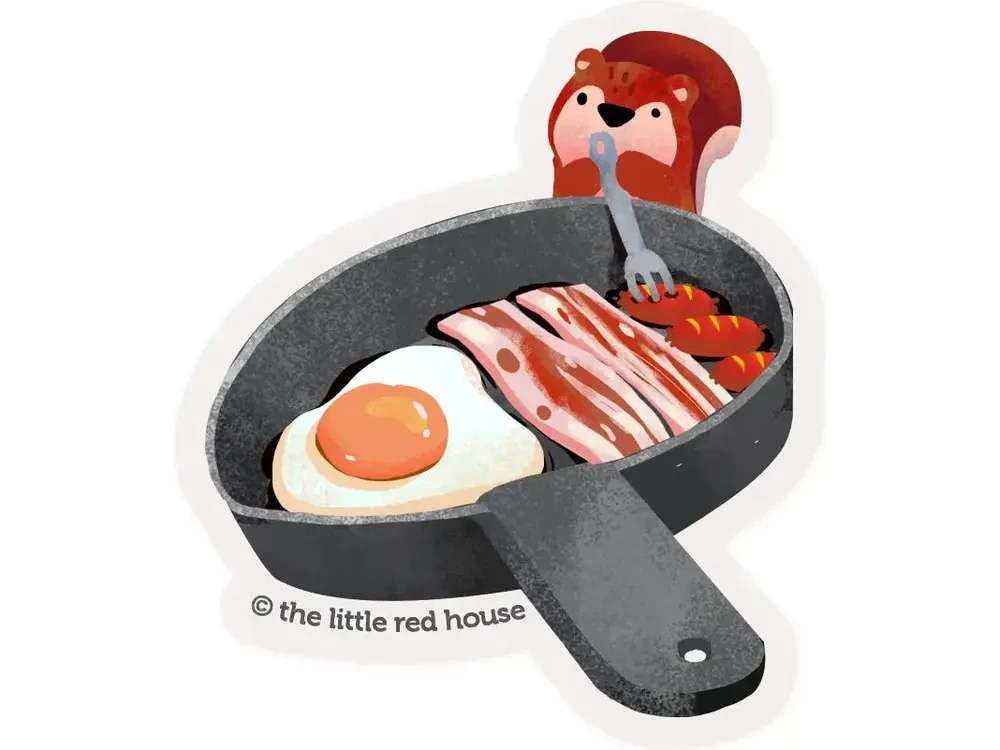 The Little Red House - Vinyl Sticker - Breakfast Squirrel