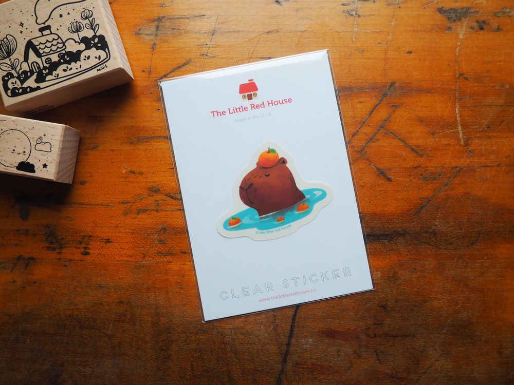 The Little Red House - Vinyl Sticker - Chill Capybara Onsen