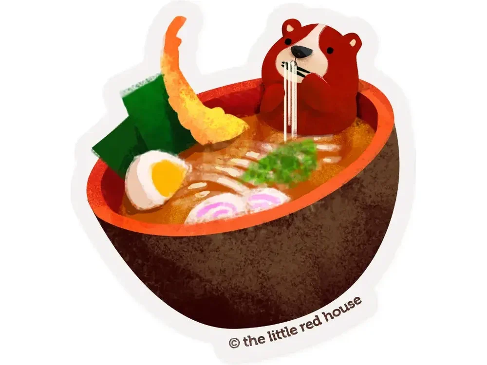 The Little Red House - Vinyl Sticker - Ramen Bear