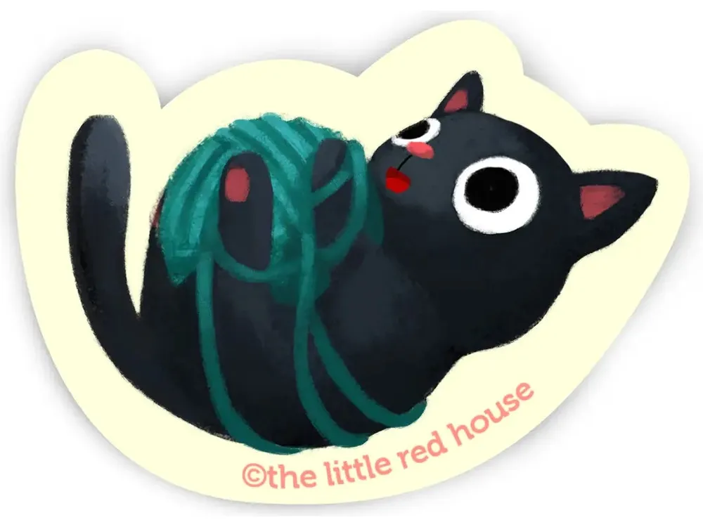 The Little Red House - Vinyl Sticker - Black Cat