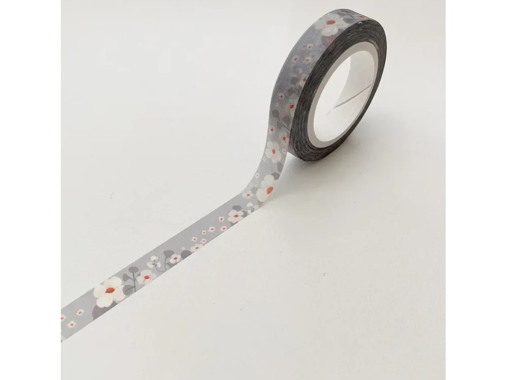 The Little Red House - Washi Tape - Grey Floral (8mm)