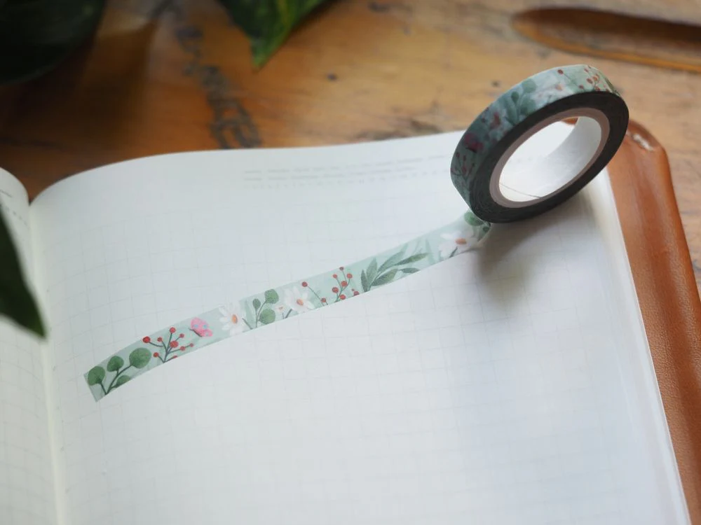 The Little Red House - Washi Tape - Sage Green Floral (8mm)