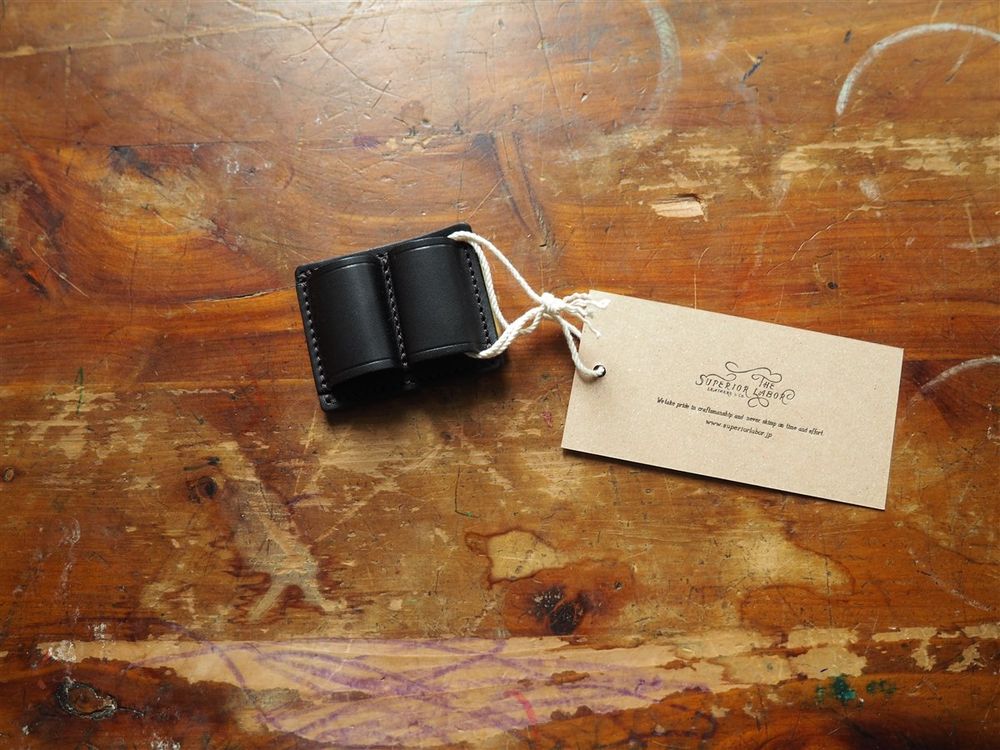 The Superior Labor - Leather Clip 2-Pen Holder - Black