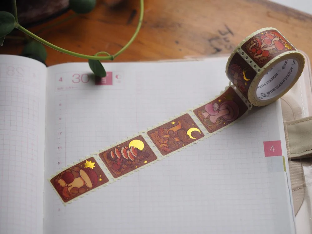 The Washi Station - Mushroom Gathering Stamp (Foil Edition)