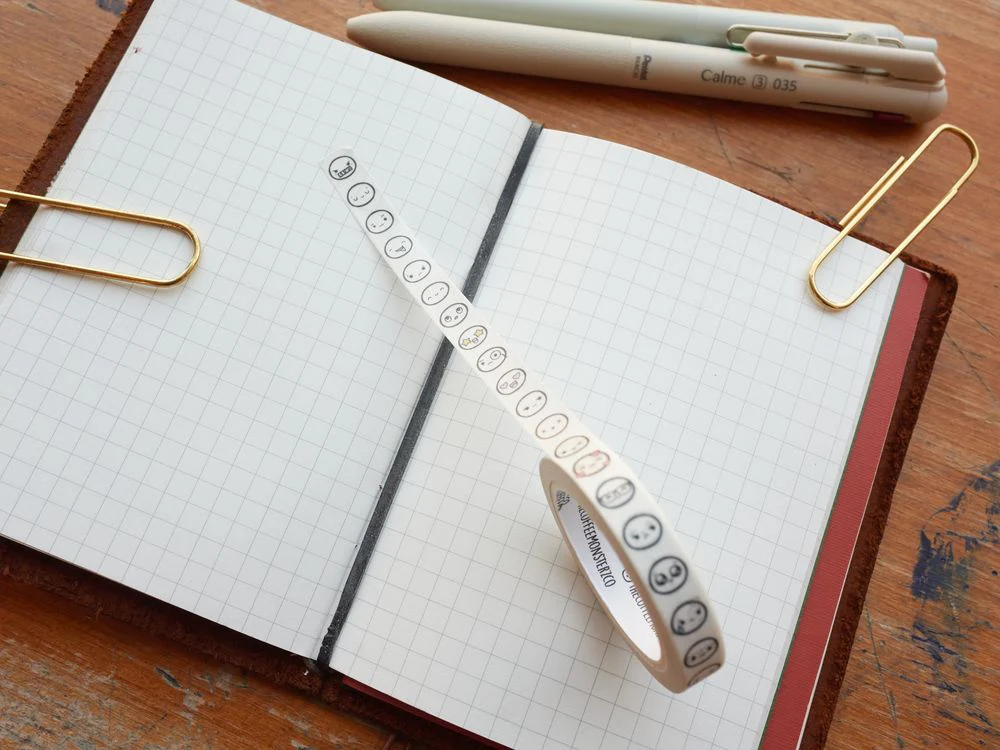 TheCoffeeMonsterzCo - Autumn and Halloween Release - Washi Tape - Vertical Emoti Heads 2.0 (7mm)