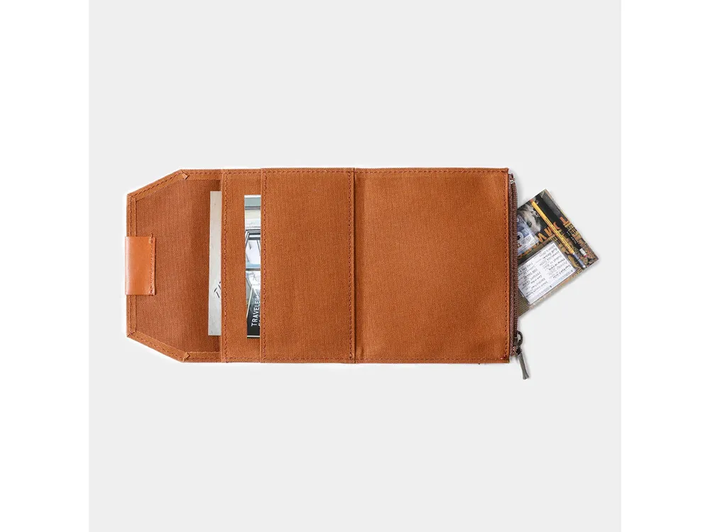 Traveler's Factory Passport Size - Cotton Zipper Case - Brown - Image 3