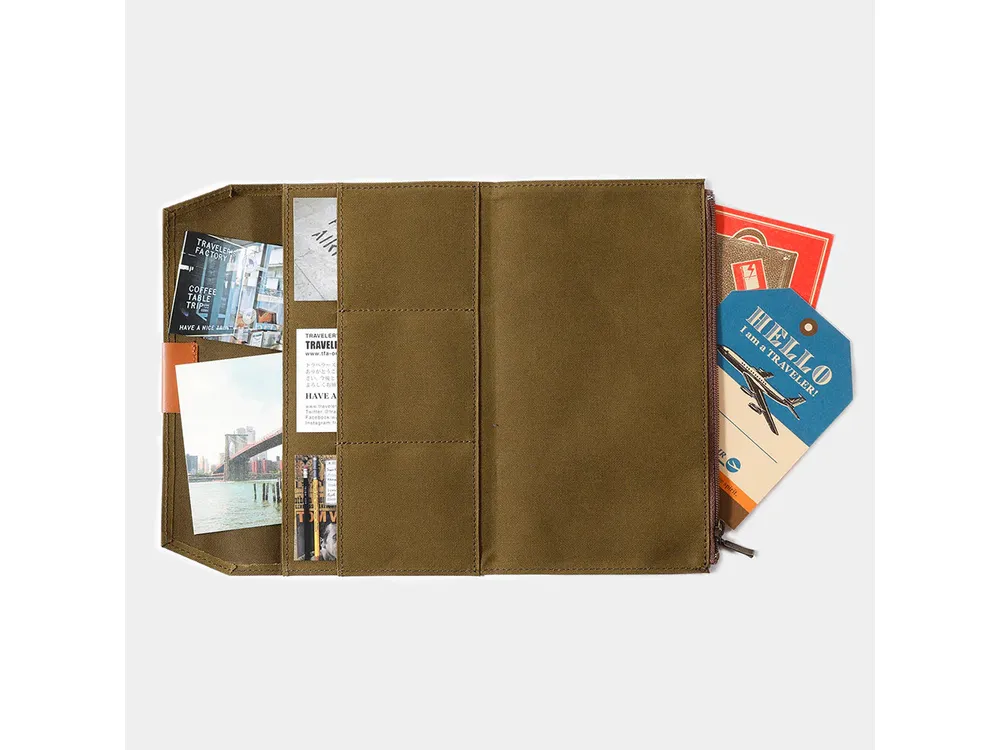 Traveler's Factory Regular Size - Cotton Zipper Case - Olive - Image 2