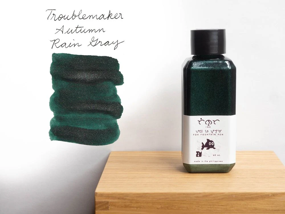 Troublemaker Inks - Fountain Pen Shimmer Ink (60mL) - Autumn Rain Gray