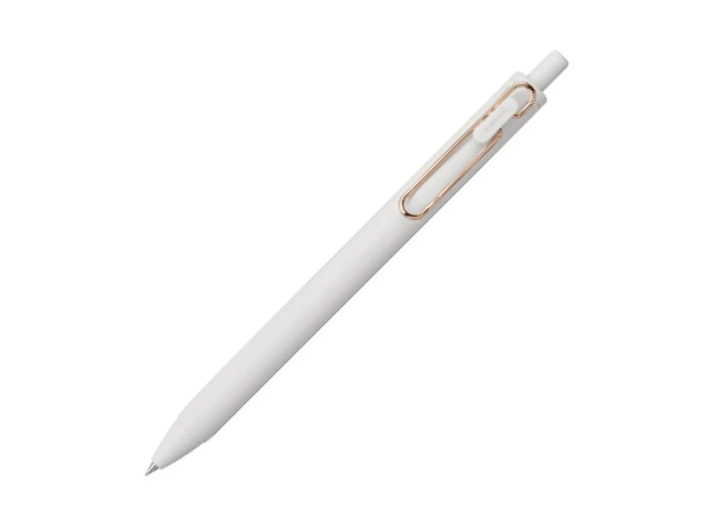 Uni-ball One Gel Pen - 0.5mm - White with Gold Clip