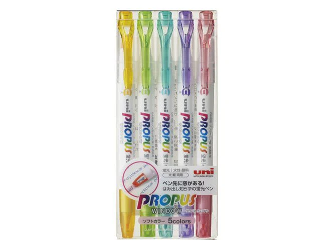Uni Mitsubishi Propus Soft Colour Highlighter (Set of 5)