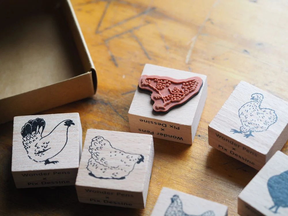 Wonder Pens x Pix Dessine - Stamp Set of 6 - A Flock of Chickens - Image 3
