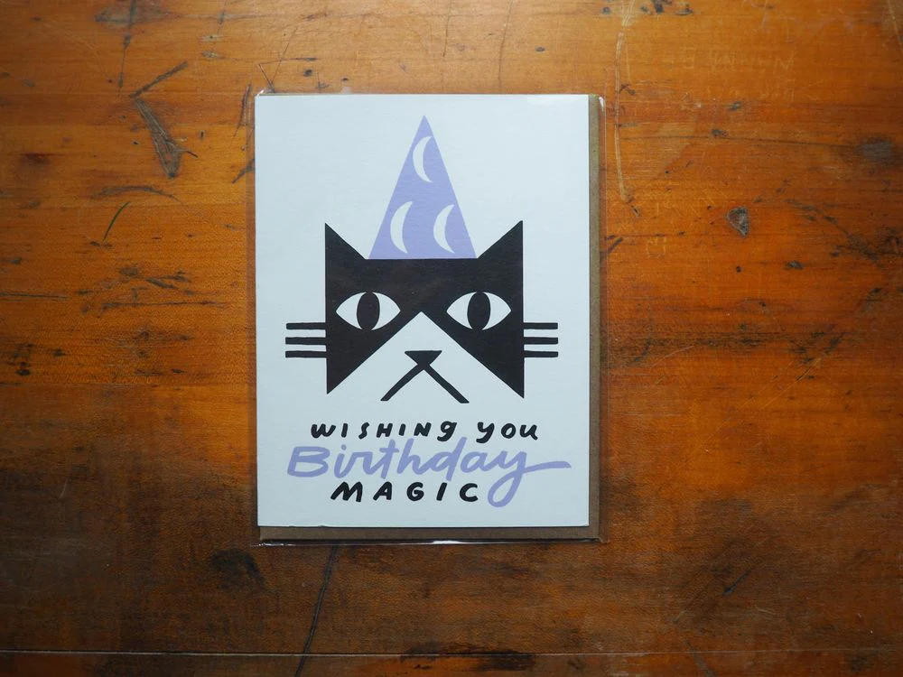 Worthwhile Paper - Birthday Card - Magic Black Cat