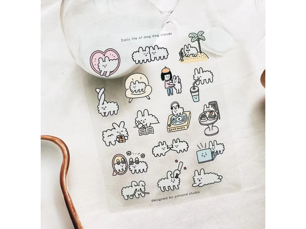 Yohand Studio - Transparent Die-Cut Stickers - 1 Sheet - Daily Life of Dog Dog Clouds