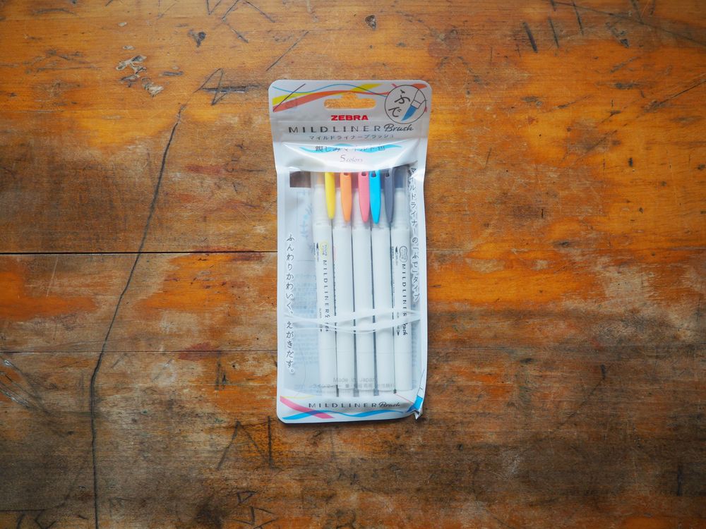 Zebra Mildliner Brush Set - Friendly Mild Colors Set (Pack of 5)