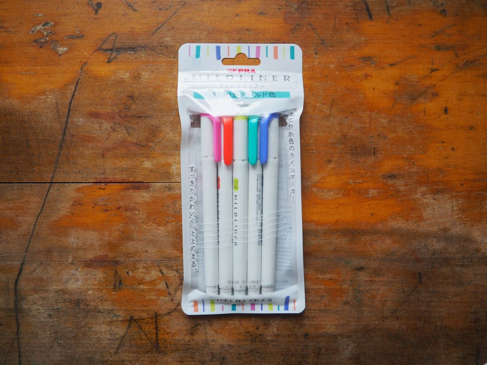 Zebra Mildliner Set - Bright Mild Colors Set (Pack of 5)
